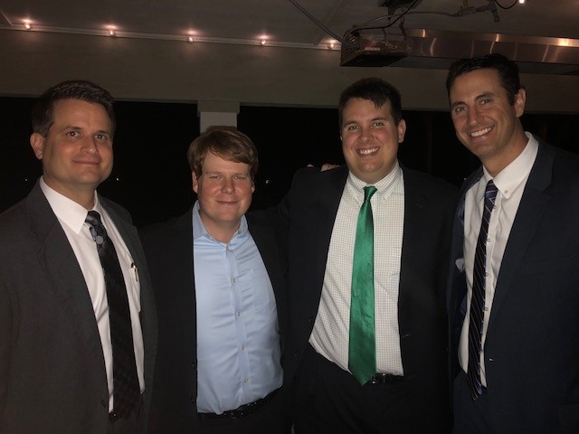 County Commission District 4 Candidate Jeremiah Blocker (second from right) gathers with Rich Komando, Zach Miller and Matt Polimeni at a recent fundraiser for his campaign held at 3 Palms Grille in Ponte Vedra Beach.